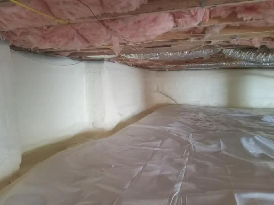 Crawl space encapsulation with closed-cell spray foam for Roof Waterproofing in Byron